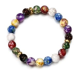 NEW! 1pc Agate Stone Colorful Yoga/Acrylic Bead Bracelet